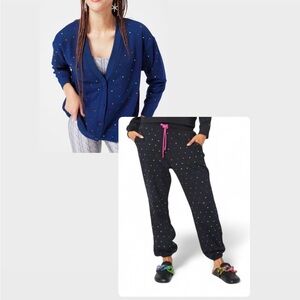 Terez Black Sweatshirt and Sweat with Colorful Crystal Embellishments Size M